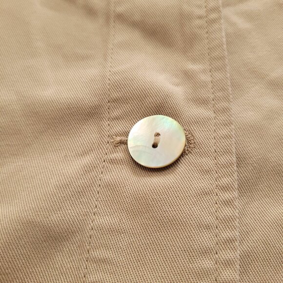 Appleseeds Tencel Beige Blazer Jacket Iridescent Buttons Patch Pockets Collar - Picture 5 of 13